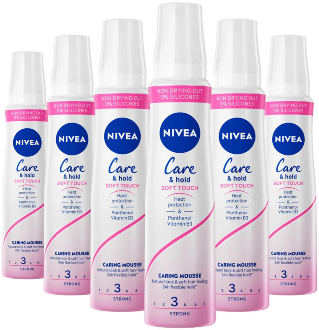 NIVEA Care & Hold Soft Touch Haarmousse 6x150ml - afbeelding 6 van 6