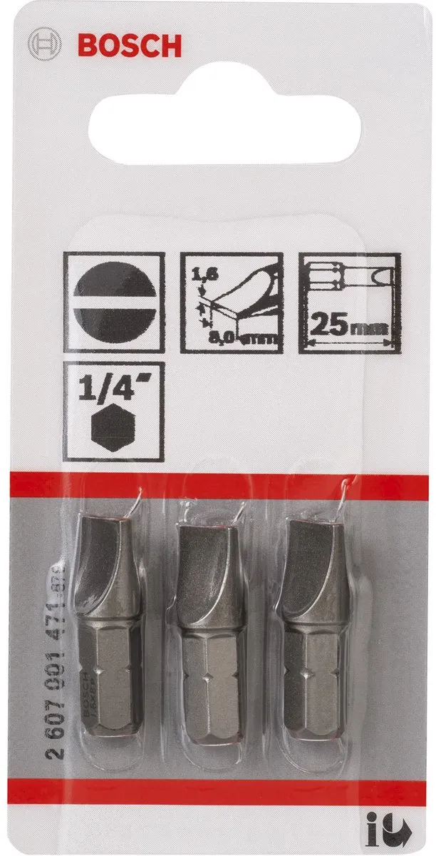 Bosch Bit Extra-hard S 1,6x8,0 2607001471 - 3 Stuks