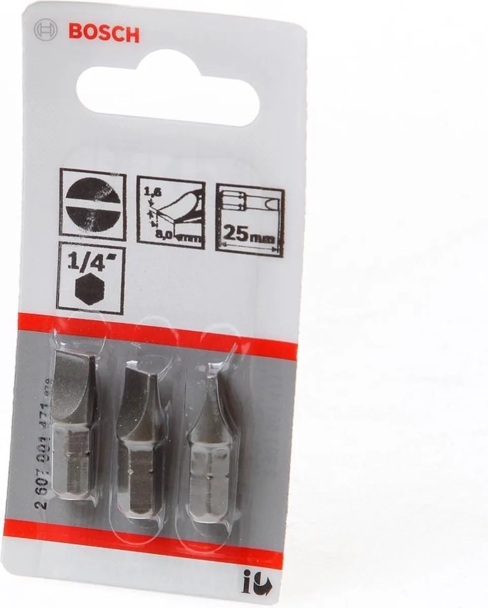 Bosch Bit Extra-hard S 1,6x8,0 2607001471 - 3 Stuks