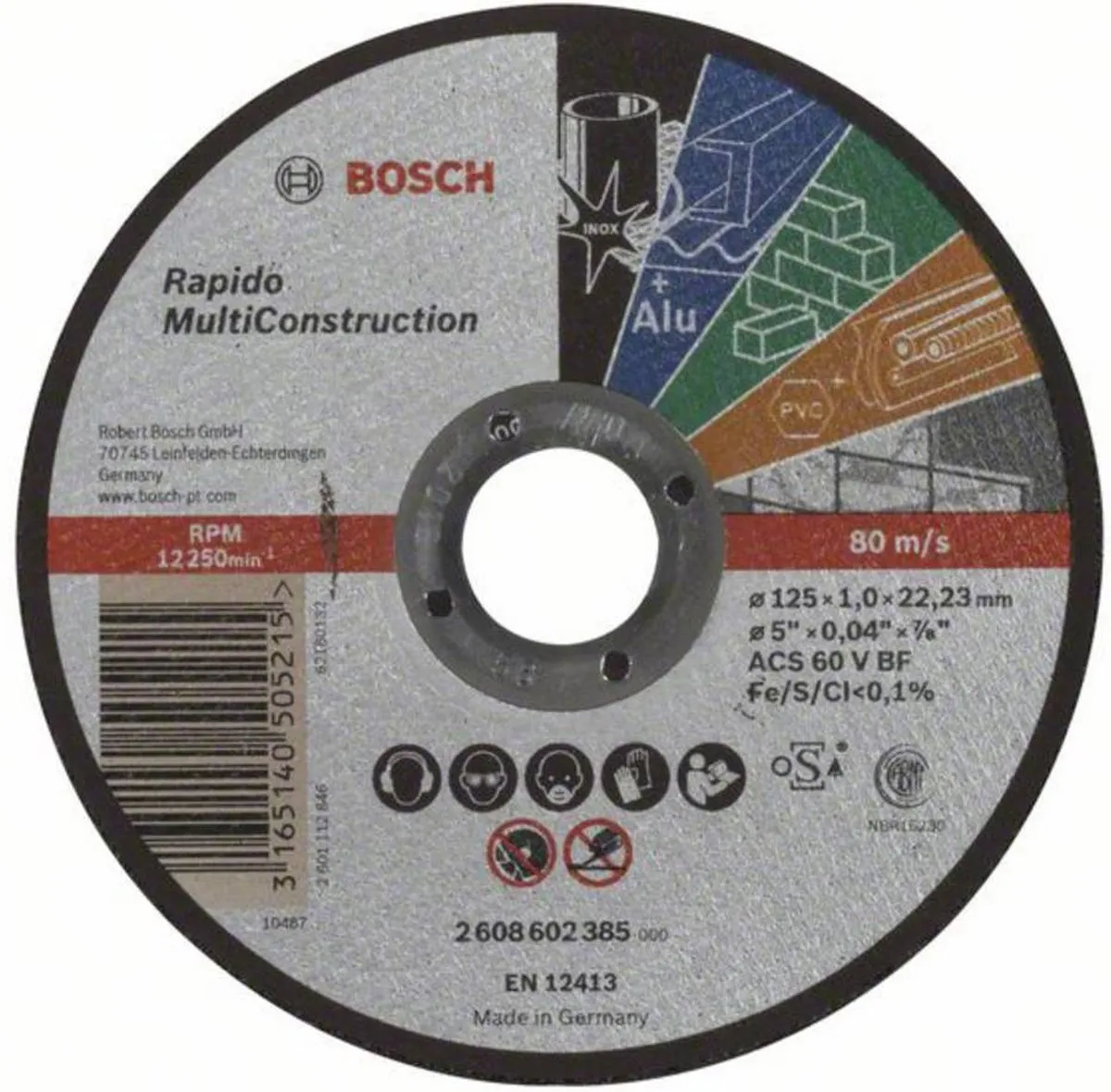 Bosch Rapido Multi Construction ACS 60 V Doorslijpschijf 125mm - 22,23mm - afbeelding 6 van 6
