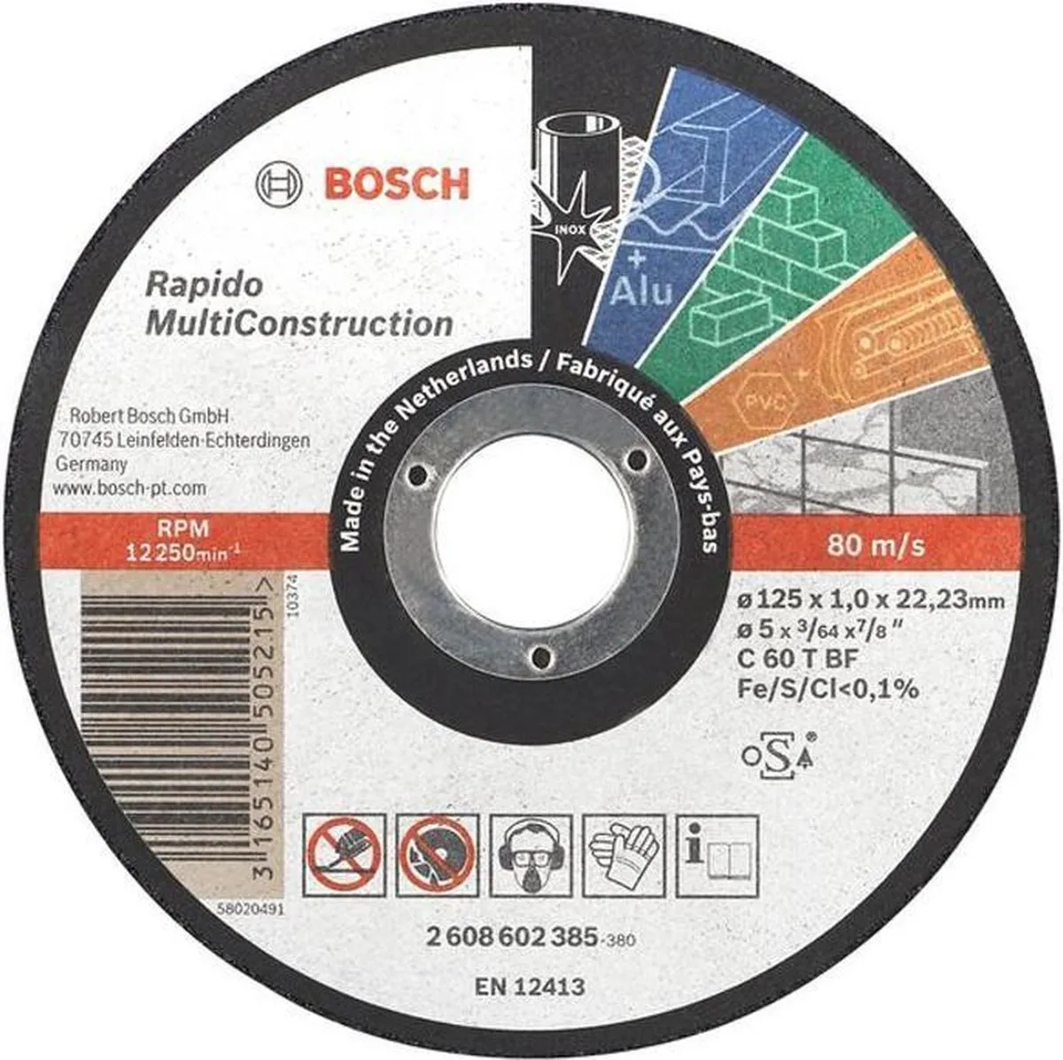 Bosch Rapido Multi Construction ACS 60 V Doorslijpschijf 125mm - 22,23mm