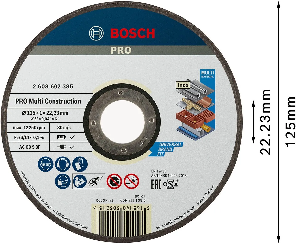 Bosch Rapido Multi Construction ACS 60 V Doorslijpschijf 125mm - 22,23mm