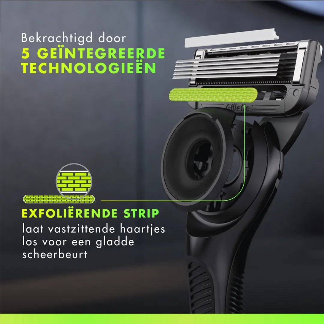 Gillette Labs Houder + 8 Scheermesjes UEFA Champions League - Zwart/Groen/Blauw - afbeelding 6 van 6