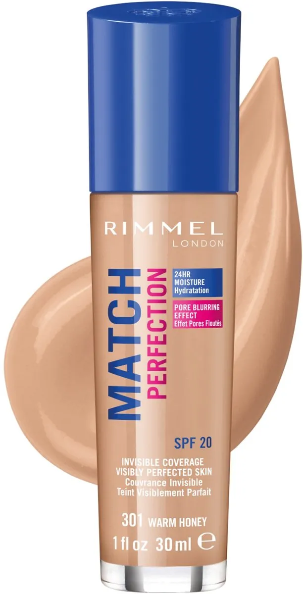 Rimmel London Match Perfection Foundation 301 Warm Honey - 30ml