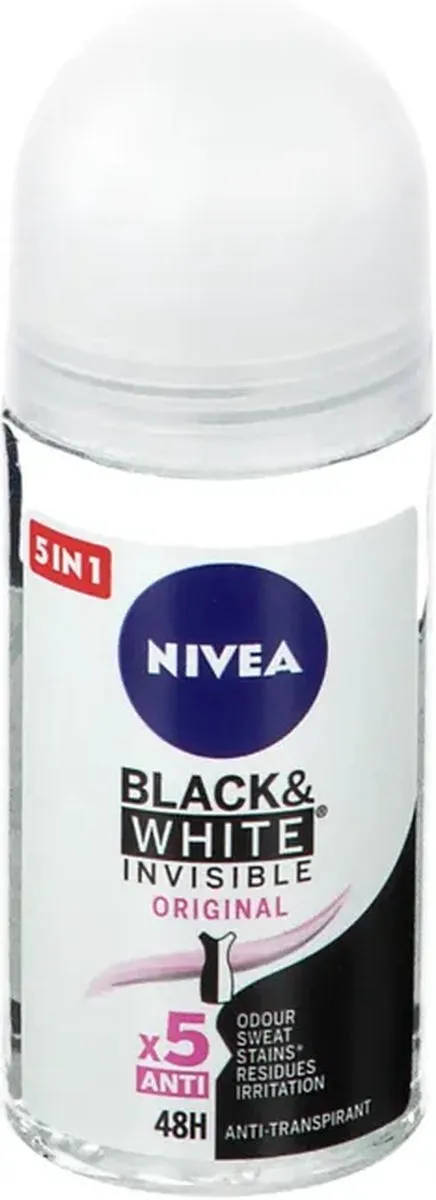 NIVEA Deoroller Black&White Invisible Clear 50ml - 6 Stuks