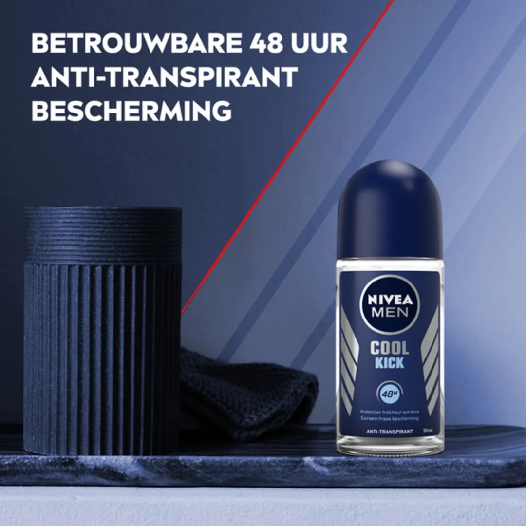 NIVEA MEN Cool Kick Anti-Transpirant Deo Roller 300ml - 6 Stuks