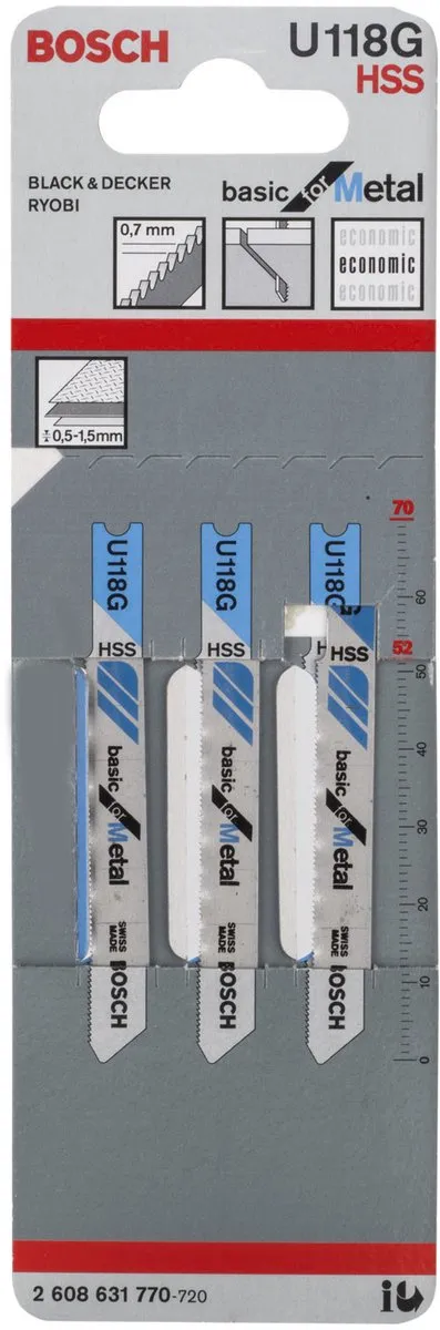 Bosch U 118 G Decoupeerzaagbladen Metaal - 3 Stuks