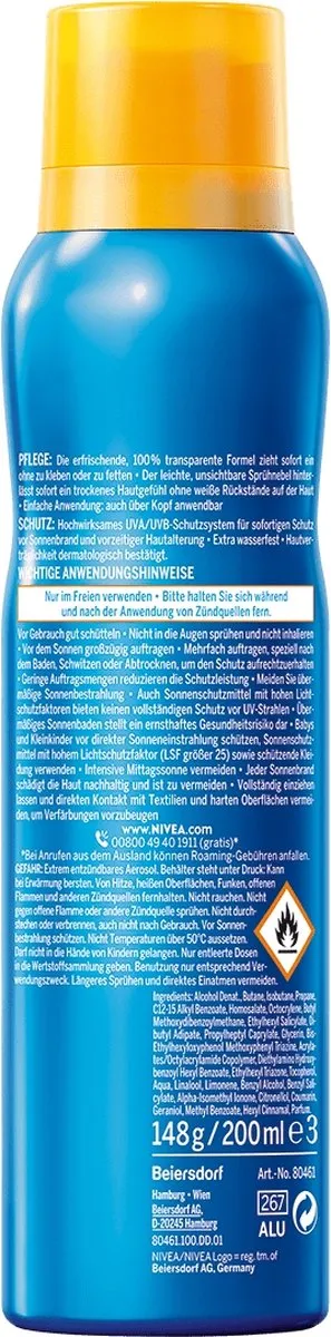 NIVEA SUN Zonnespray UV Dry Protect Sport SPF 50 - 200ml