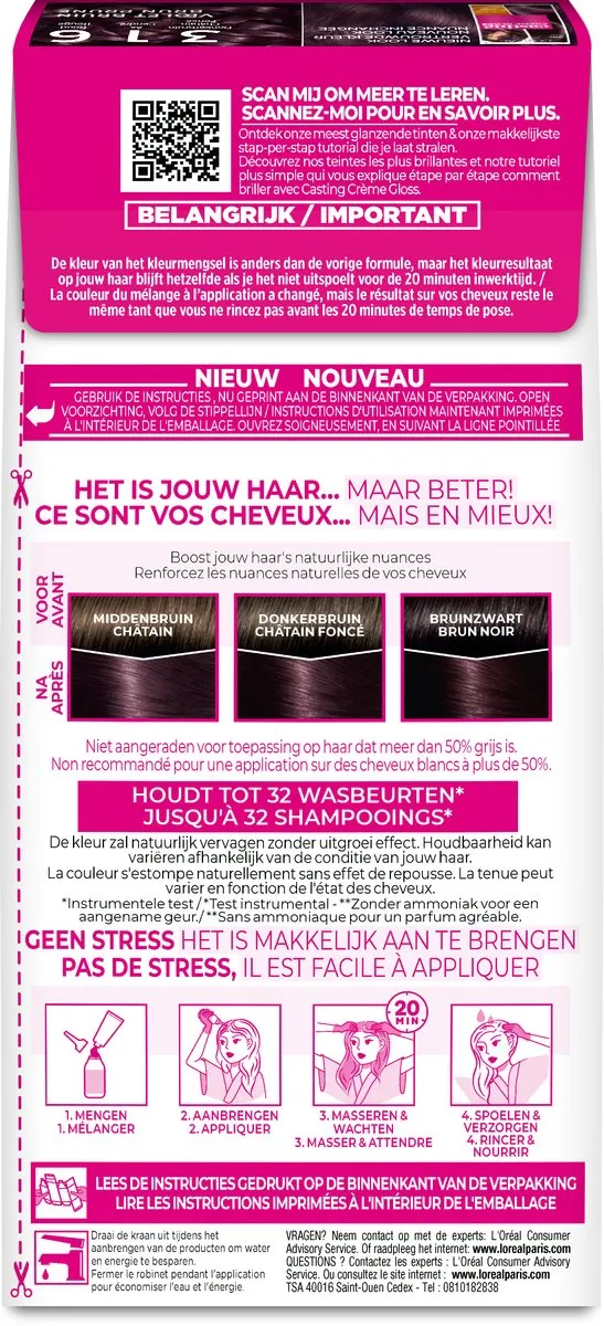 L'Oréal Paris Casting Crème Gloss 316 Violet Bruin - Haarkleuring 1030ml