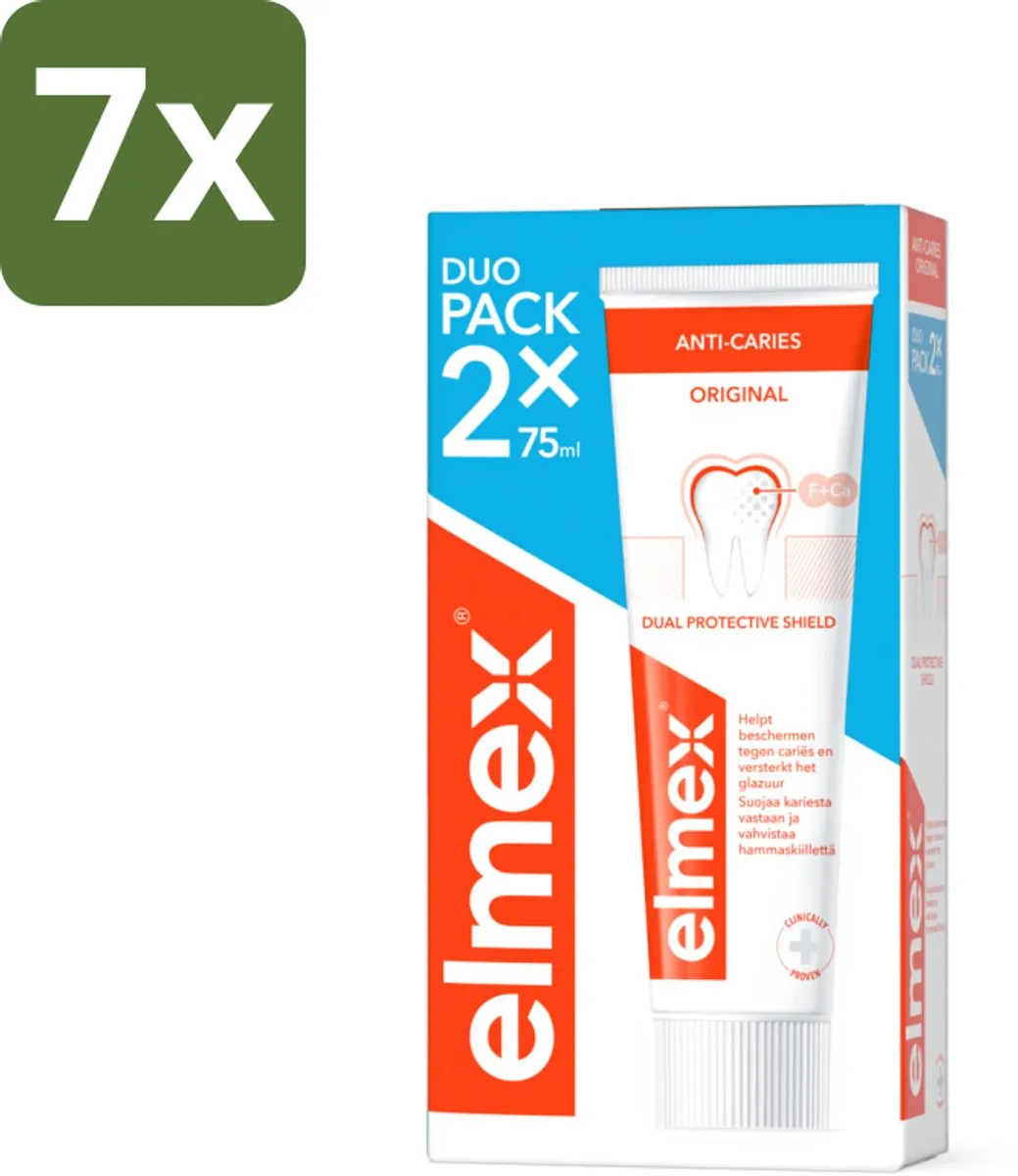 Elmex – Tandpasta – Anti-Cariës – 2x75 ml - Bulkverpakking - 7 stuks