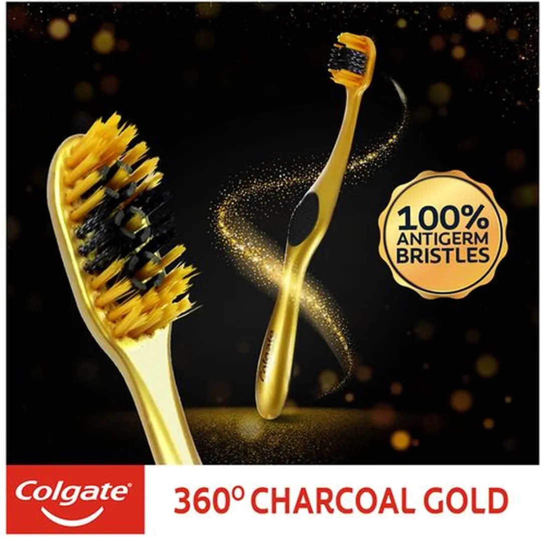 Colgate 360 Charcoal Gold Soft Tandenborstel - Zwart/Goud