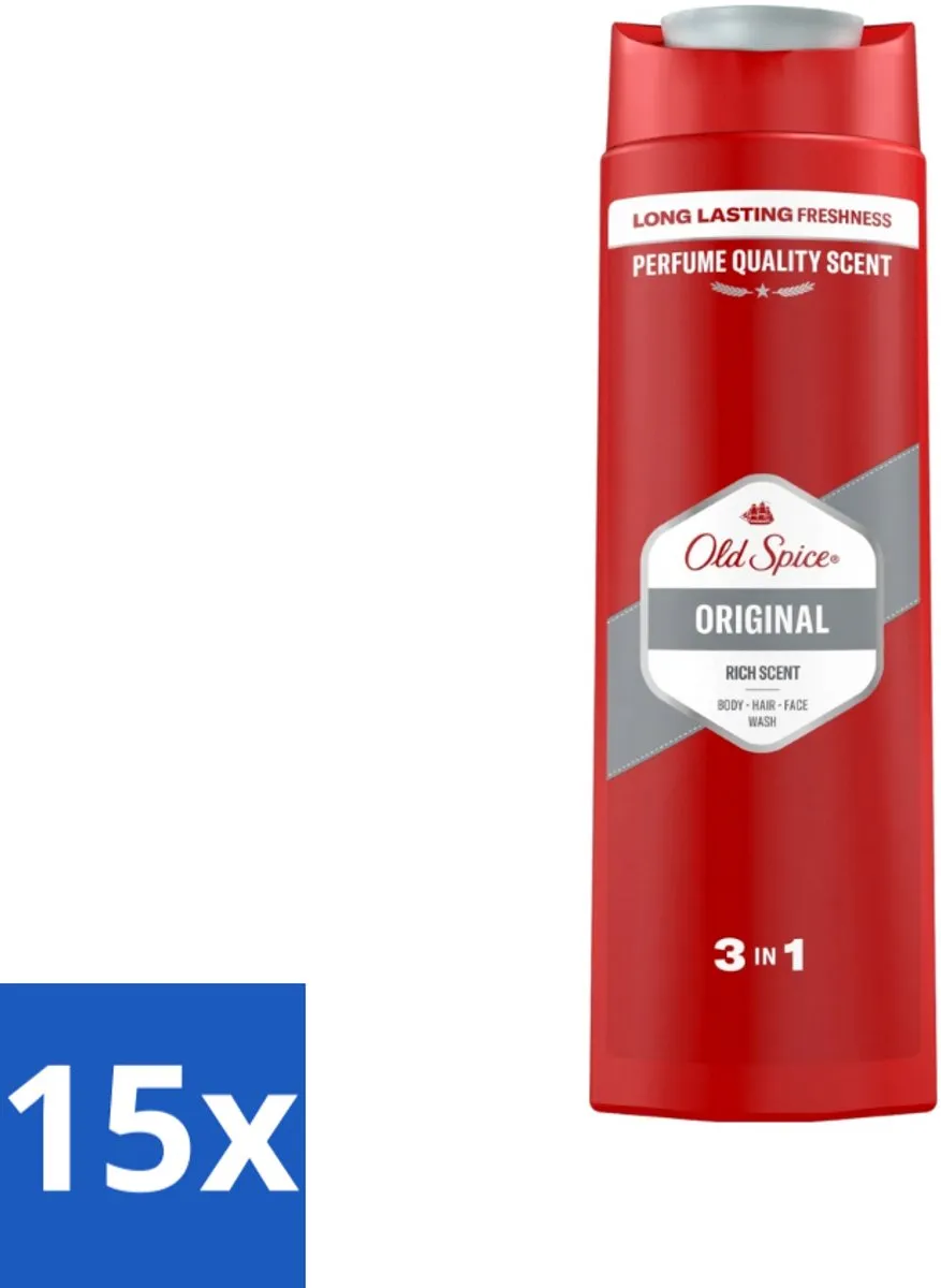 15 x Old Spice - Original - Douchegel 3-in-1 - Reinigt, Verfrist & Verzorgt - 400 ml - Douchegel - 3-in-1 - Reinigen - Verfrissen - Verzorgen