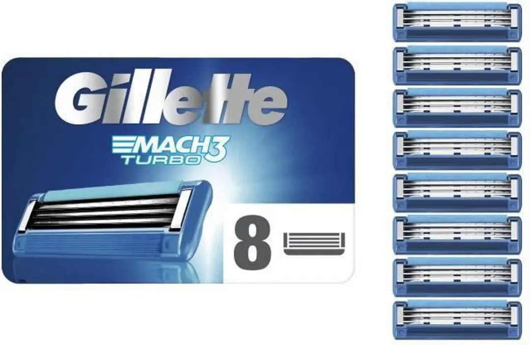 Gillette Mach3 Turbo Scheermes - Blauw - 4 Stuks