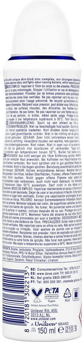 Dove 0% Aluminiumzouten Original Deo Spray 150ml