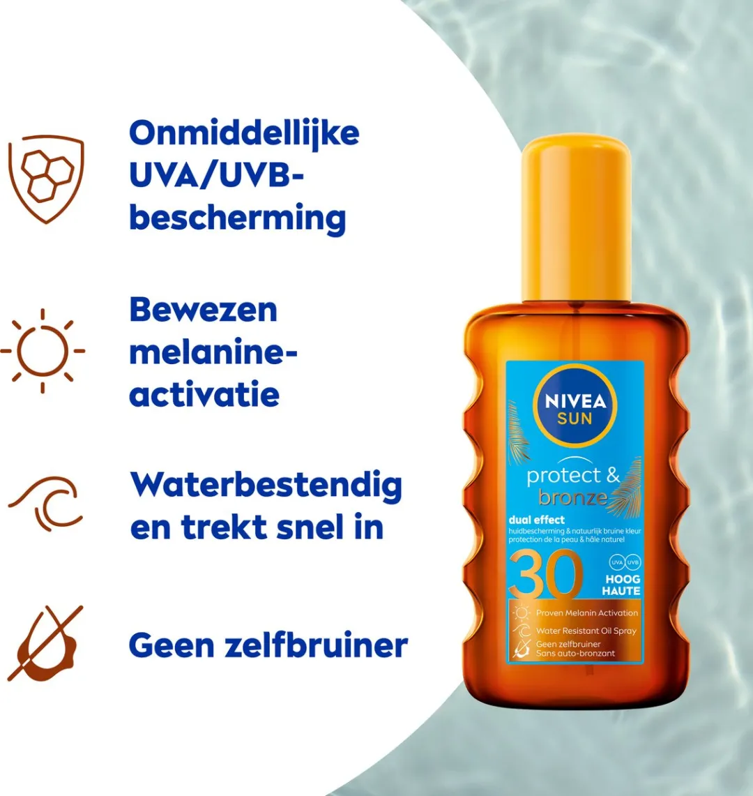 NIVEA Sun Protect & Bronze Zonnebrandolie Spray SPF 30 200ml