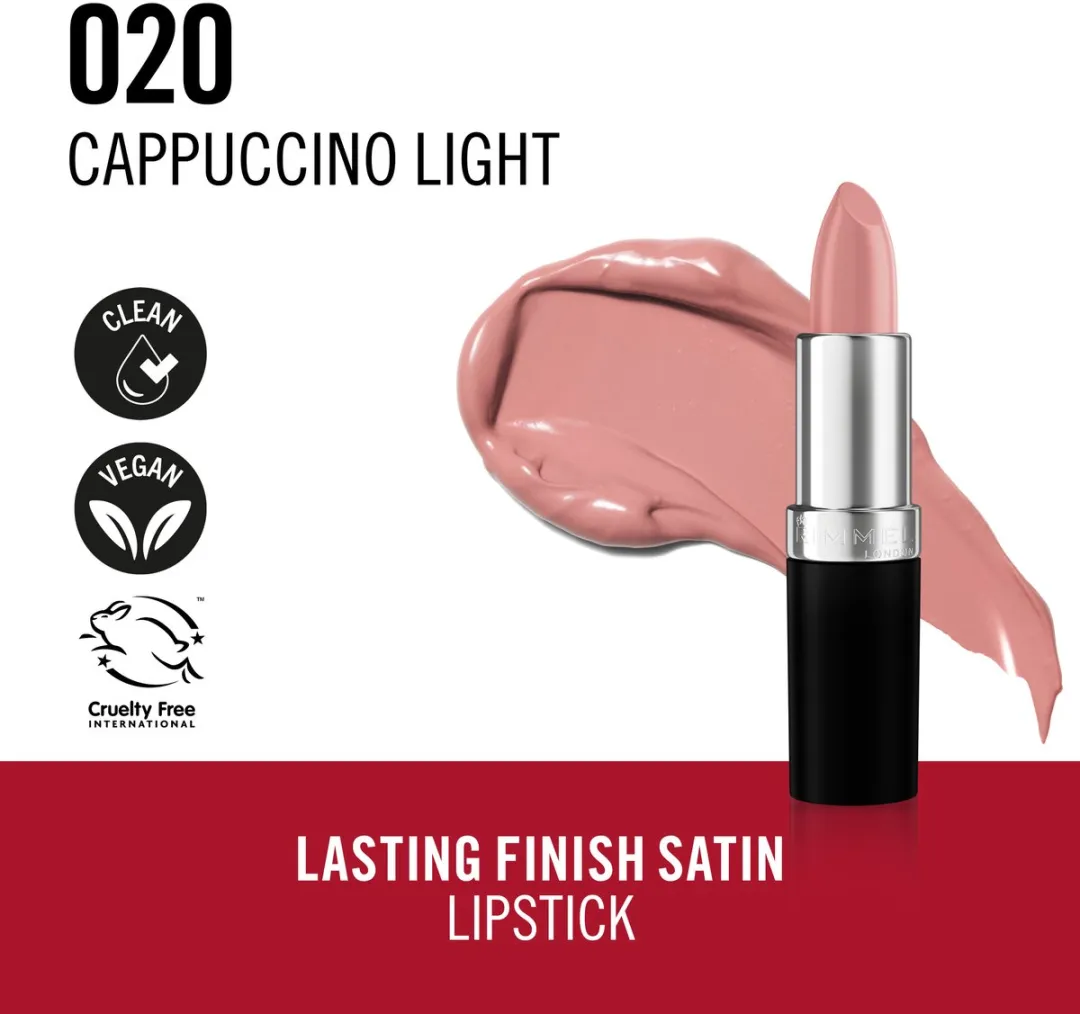 Rimmel London Lasting Finish Satin Lipstick 020 Cappuccino Light - 3 Stuks