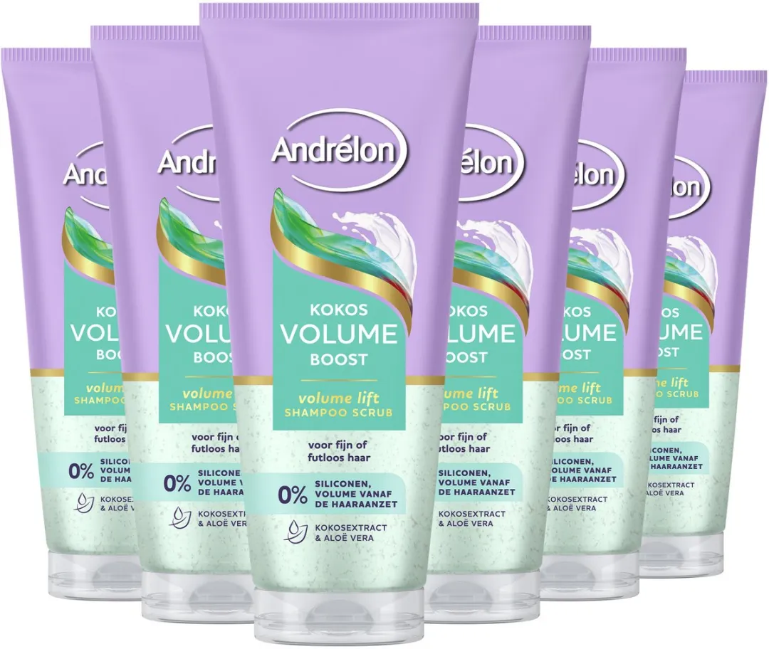 Andrélon Shampoo Scrub Kokos Volume Boost - 6x200ml
