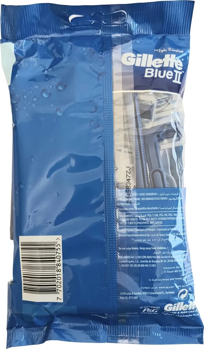 Gillette Blue II Wegwerpscheermesjes 10 Stuks - Aquablauw