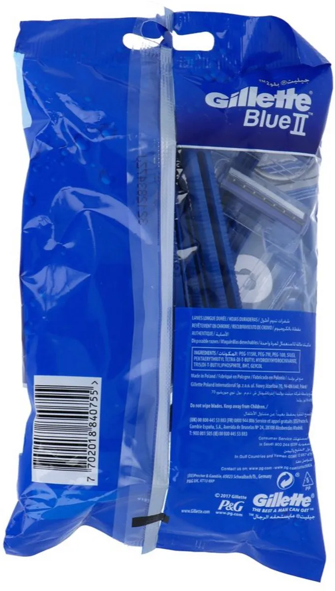 Gillette Blue II Wegwerpscheermesjes 10 Stuks - Aquablauw
