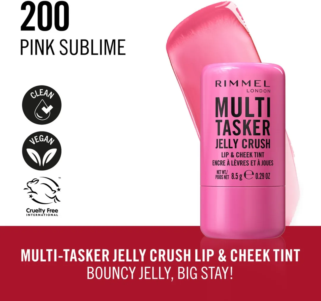 Rimmel London Multi-Tasker Jelly Crush Blush & Lip Stain 200 Pink Sublime - 8,5 g