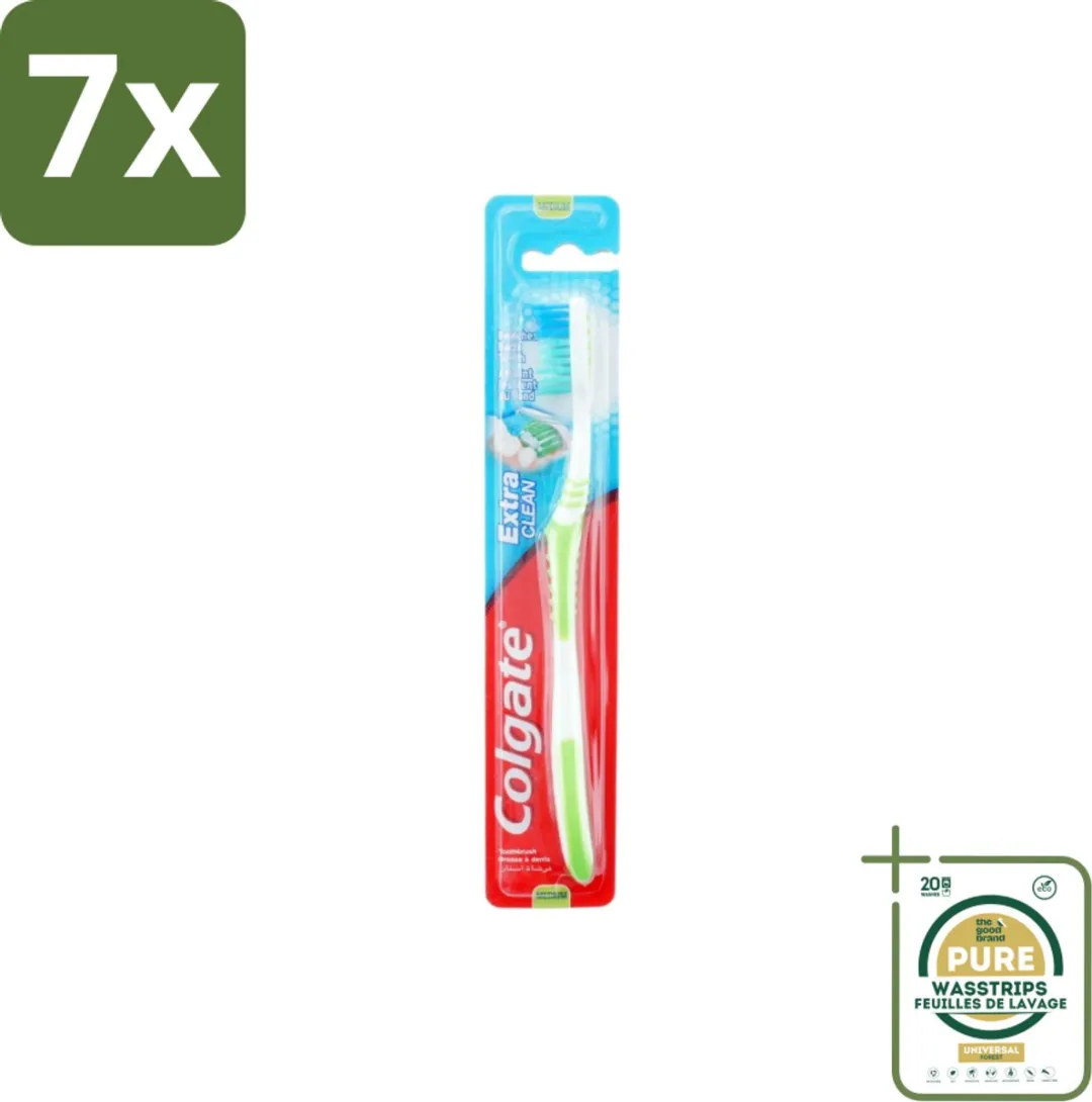 7 x Colgate - Tandenborstel - Extra Clean Medium - 1 Tandenborstel - Grootverpakking - Tandenborstel - Tandenpoetsen - Tandenborstel Medium - Tandenborstel Extra Clean - Tandenborstel Gebogen Kop