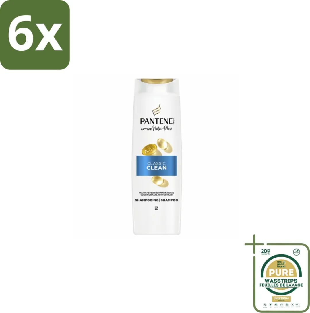 Pantene – Shampoo – Classic Clean – 400 ml - Voordeelverpakking - 6 stuks - Fris haar - Gezond haar