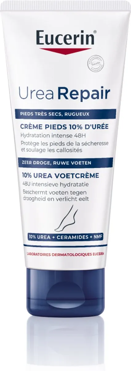 Eucerin UreaRepair Voetcrème 10% Urea - Ureum en Ceramiden Crème voor Zeer Droge en Ruwe Voeten - Ongeparfumeerd - 100ml