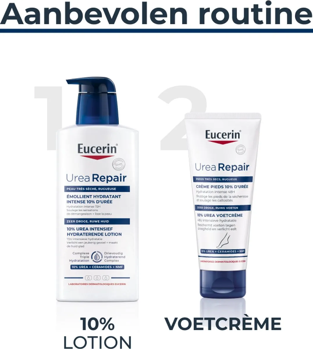 Eucerin UreaRepair Voetcrème 10% Urea - Ureum en Ceramiden Crème voor Zeer Droge en Ruwe Voeten - Ongeparfumeerd - 100ml