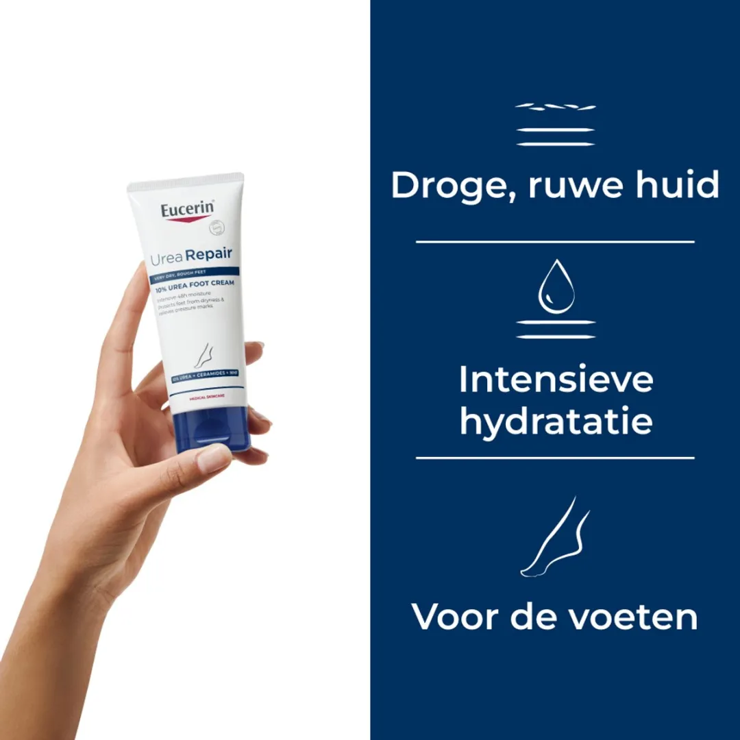 Eucerin UreaRepair Voetcrème 10% Urea - Ureum en Ceramiden Crème voor Zeer Droge en Ruwe Voeten - Ongeparfumeerd - 100ml