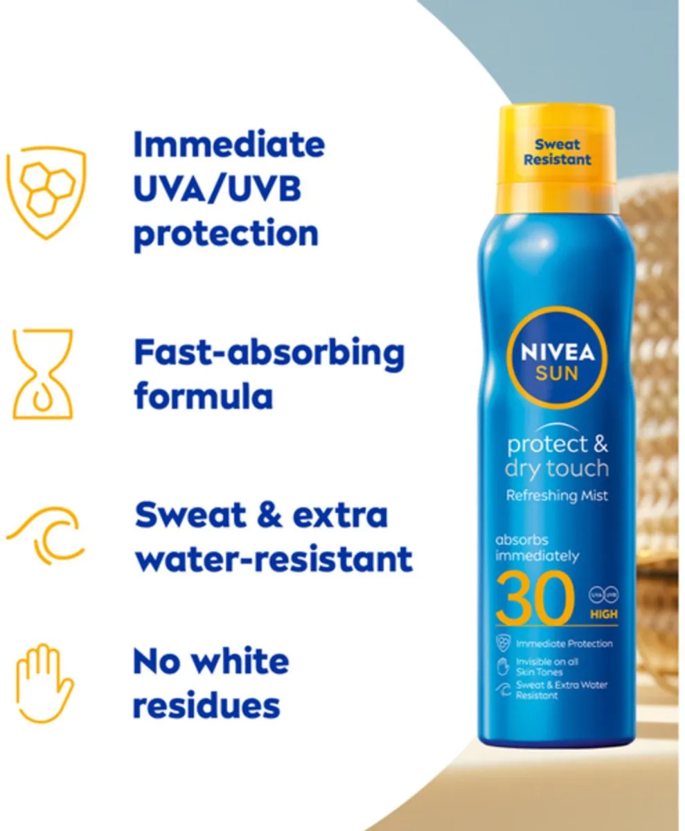 NIVEA Sun Protect & Dry Touch SPF 30 Vernevelende Spray - 3x200ml