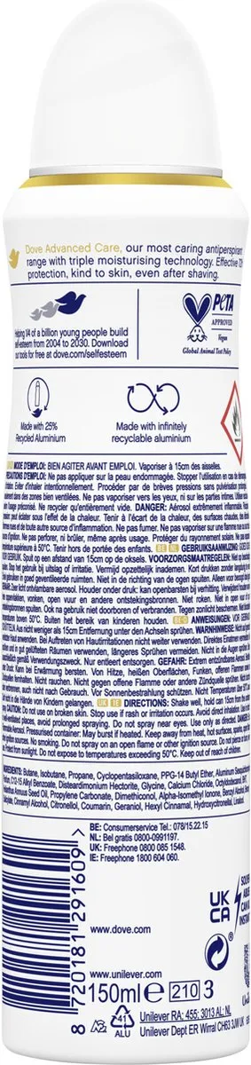 Dove Advanced Care Anti-Transpirant Spray Invisible Dry - 2x150ml