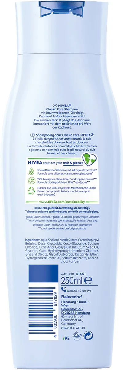 NIVEA Classic Mild Care Shampoo 250ml