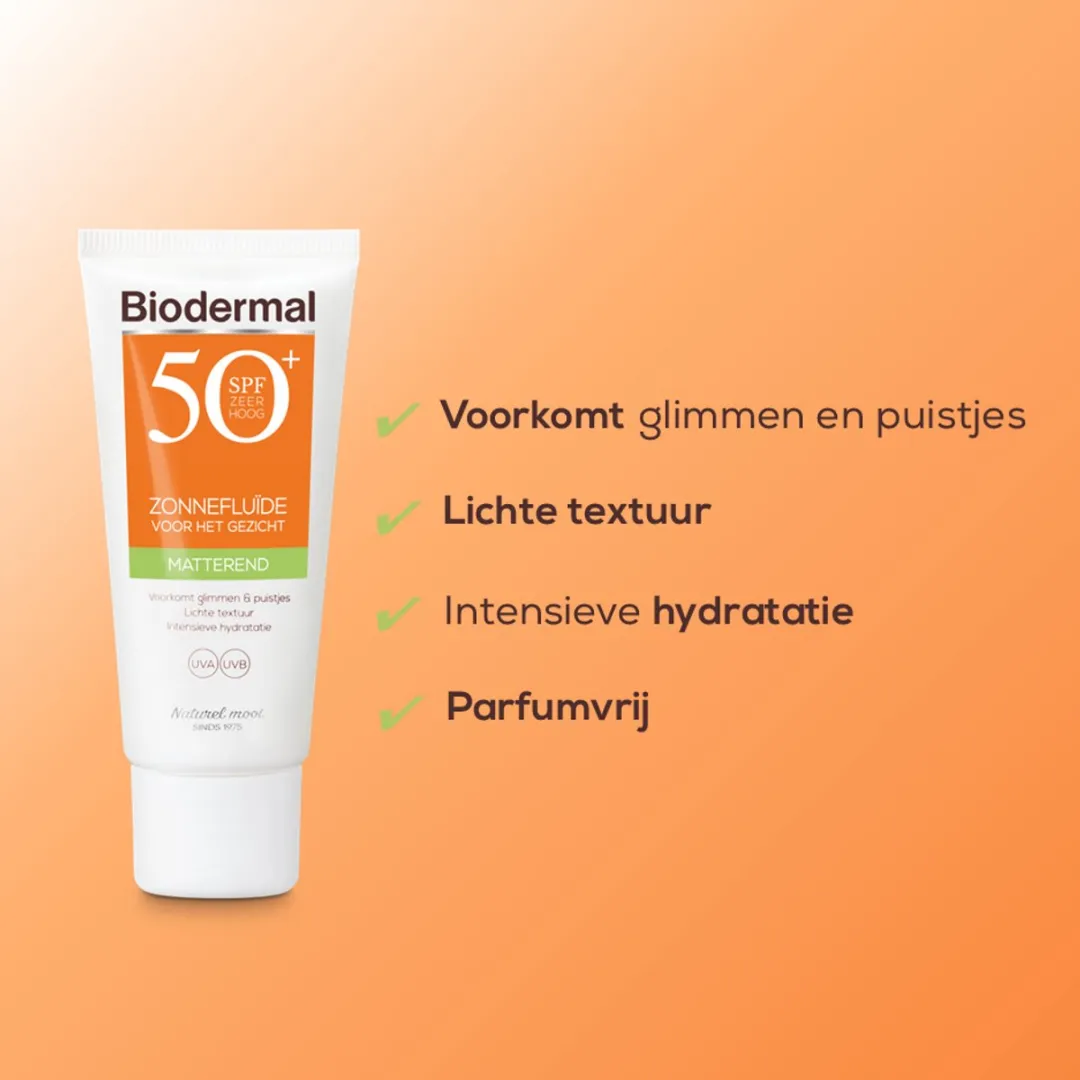 Biodermal Matterende Zonnefluïde SPF 50 40ml - Gezicht