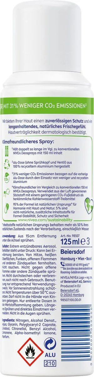 NIVEA Deospray Eco Fresh Blue 125ml