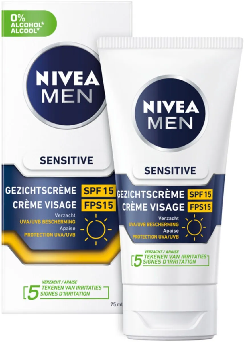 NIVEA MEN Sensitive Gezichtscrème SPF 15 300ml - 4 Stuks