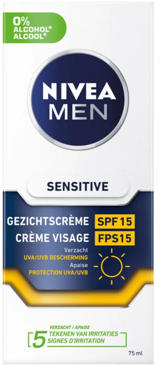 NIVEA MEN Sensitive Gezichtscrème SPF 15 300ml - 4 Stuks