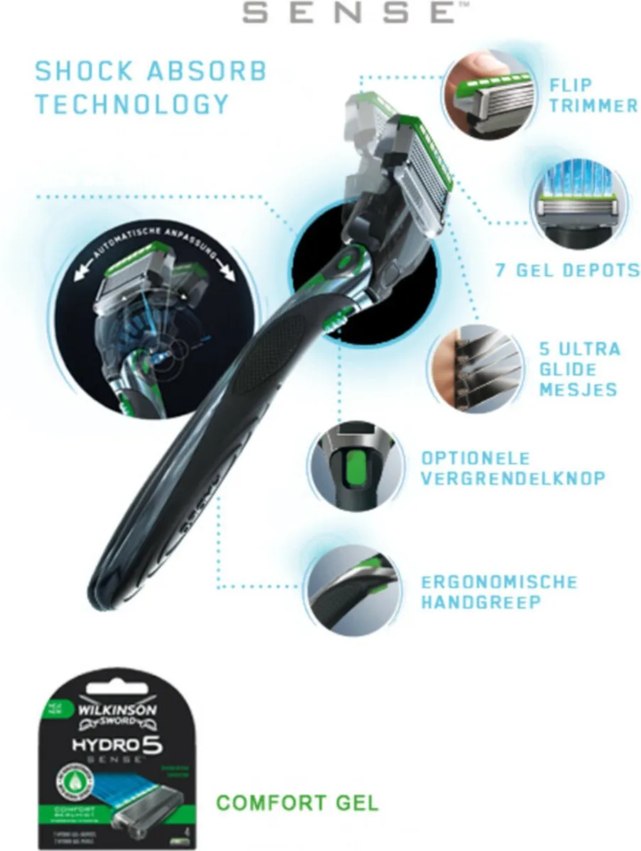 Wilkinson Sword Sword Hydro 5 Sense - 5 Bladen - Groen