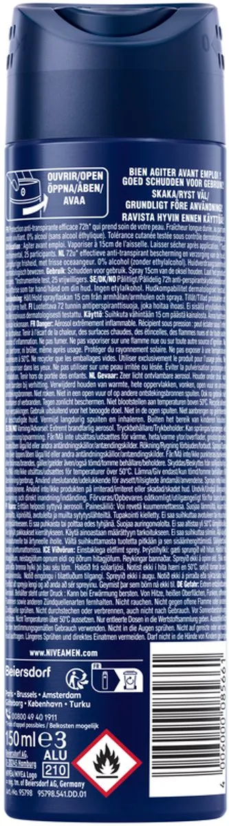 NIVEA MEN Ultra Charge Anti-Transpirant Spray 72u - 6x150ml