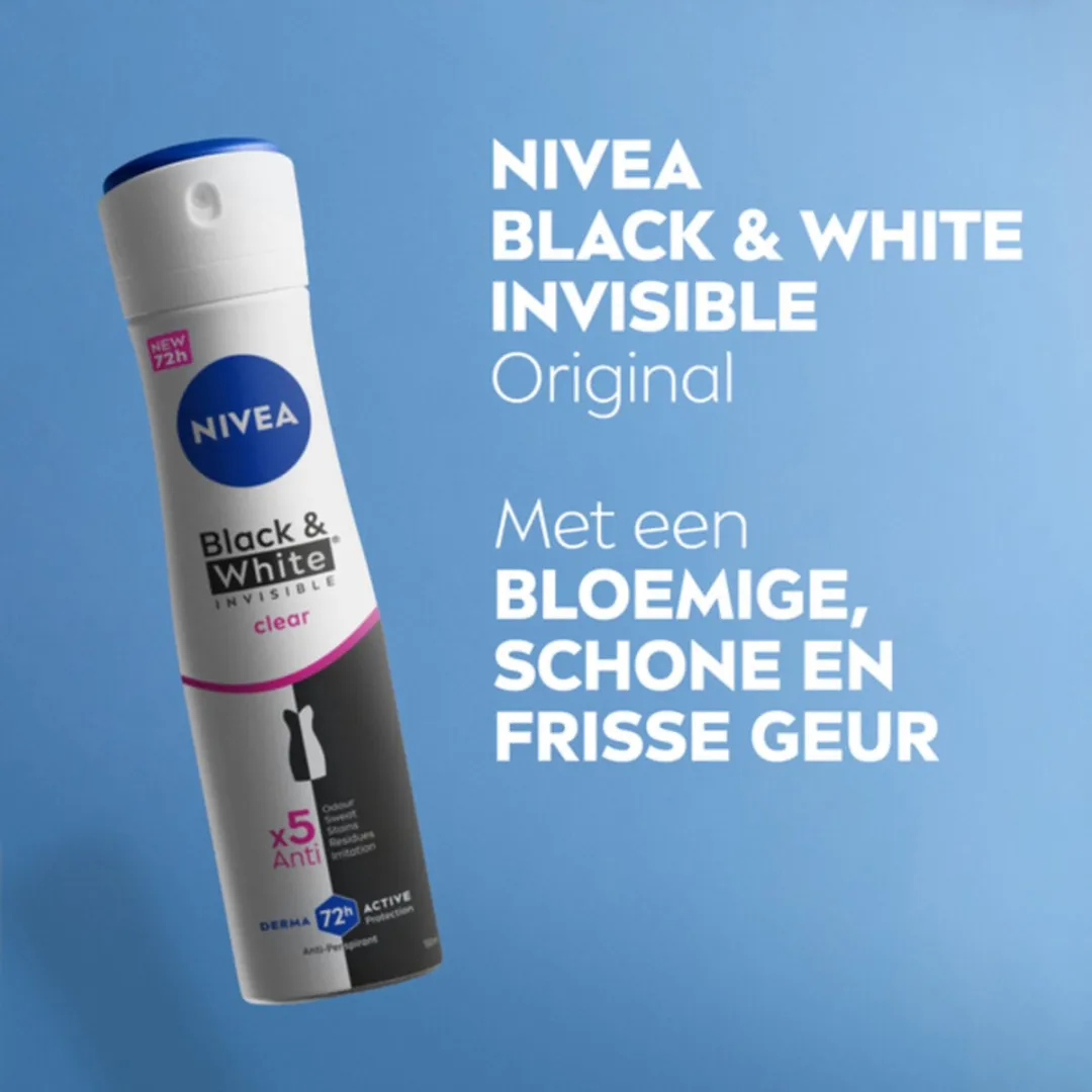NIVEA Invisible For Black & White Deodorant Spray 3x150ml