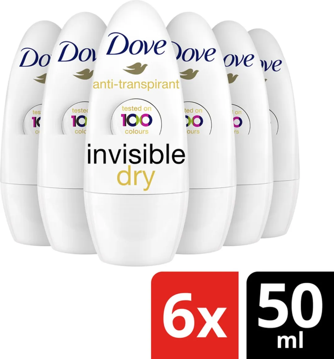 Dove Invisible Dry Anti-Transpirant Roller - 6x50ml