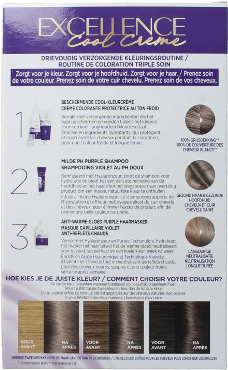 L'Oréal Paris Excellence Cool Crème Ultra Ash Blond 7.11 - 1035ml - afbeelding 6 van 6