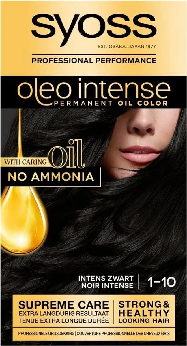 SYOSS Oleo Intense Haarverf 1-10 Intens Zwart - 12 Stuks