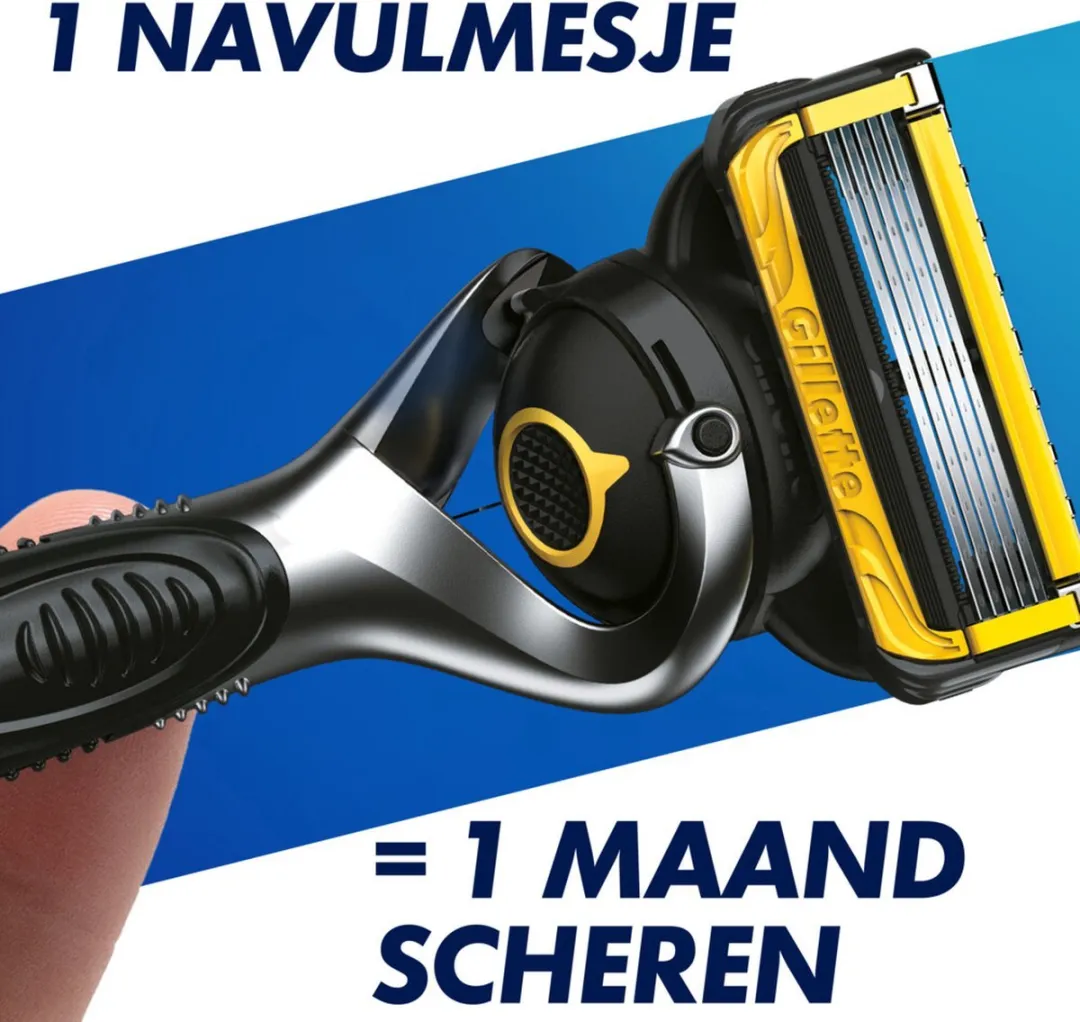Gillette Proshield Navul Scheermesjes - 5 Bladen - 4 Stuks - Geel
