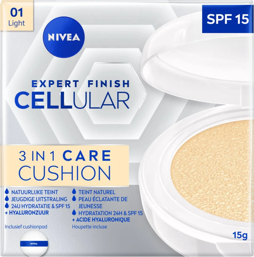 NIVEA Hyaluronzuur Cellular Filler 3in1 Care Cushion Light Foundation SPF 15