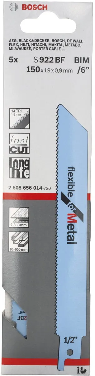 Bosch Reciprozaagjes Metaal 150mm - 5 Stuks - afbeelding 6 van 6
