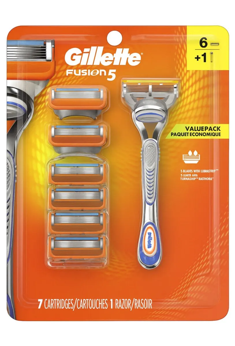 Gillette Fusion 5 Scheermeshouder - 6 Mesjes Blauw/Oranje/Zilver