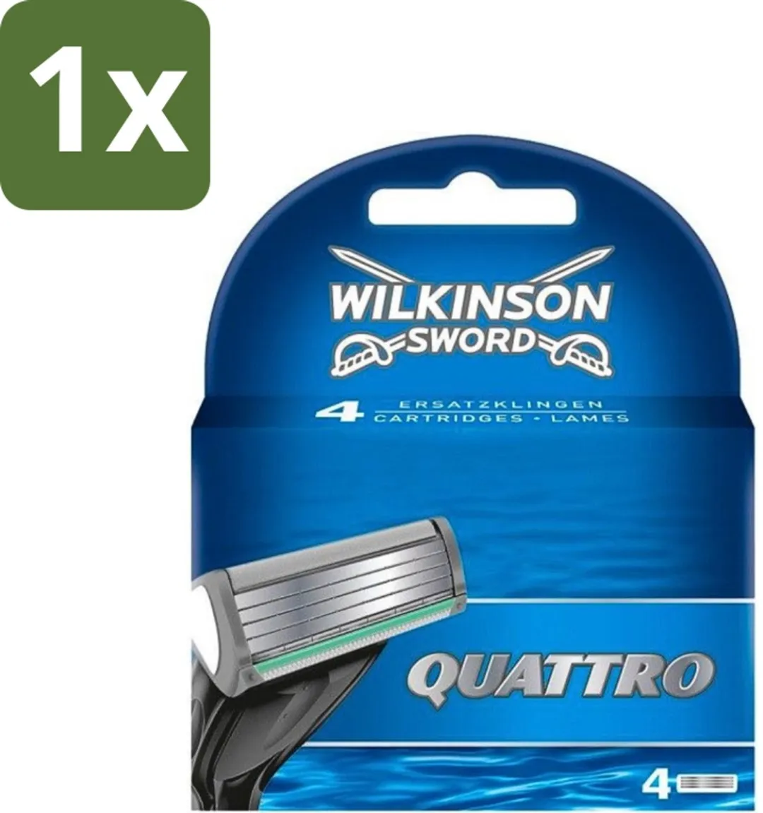 1 x Wilkinson - Navulmesjes Quattro - Met Precisietrimmer - 4 scheermesjes - Scheermesjes - Navulmesjes - Precisietrimmer - Titaniumcoating - Huidvriendelijk