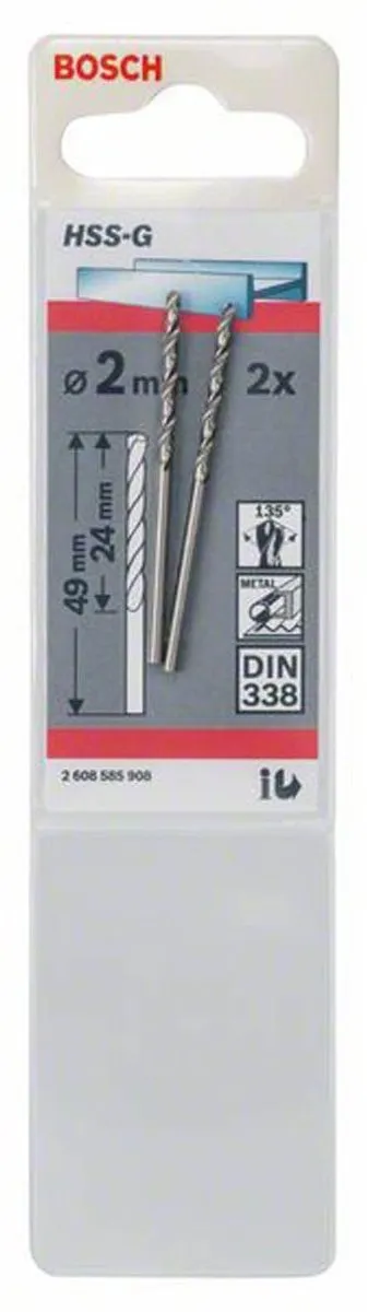 Bosch Metaalboren HSS-G 2mm - 2 Stuks - 49mm