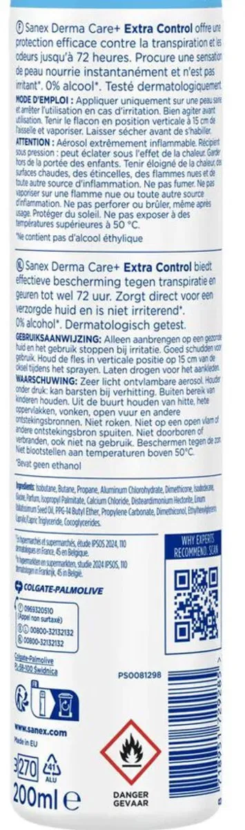 Sanex Deodorant Spray Derma Extra Control 200ml