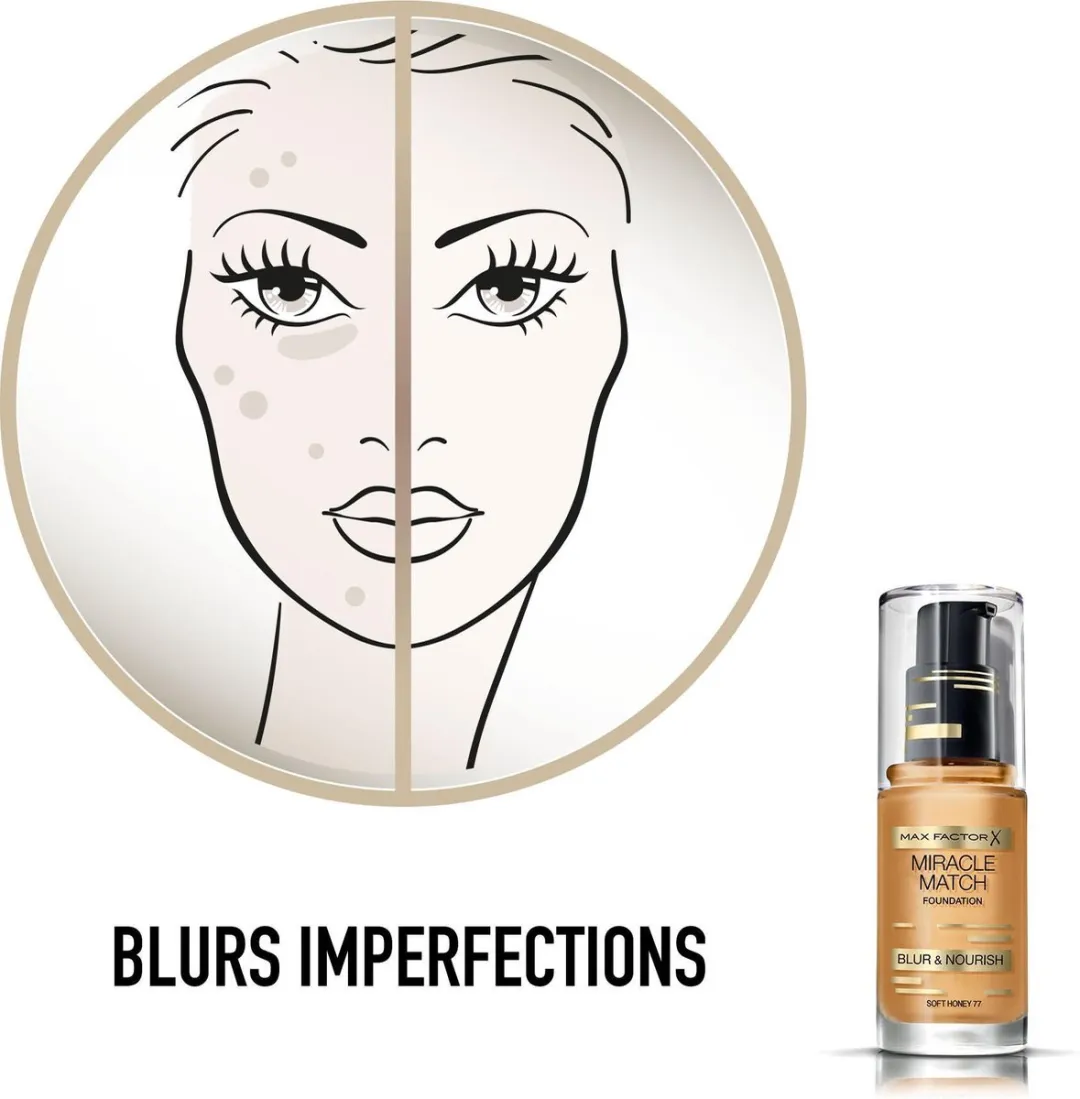 Max Factor Miracle Match Liquid Foundation 077 Soft Honey - 30ml